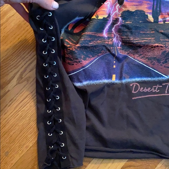 Desert trip black tank top. Lace up sides. - Picture 3 of 3